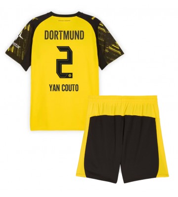 Borussia Dortmund Yan Couto #2 Replica Home Stadium Kit for Kids 2025-26 Short Sleeve (+ pants)